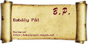 Babály Pál névjegykártya